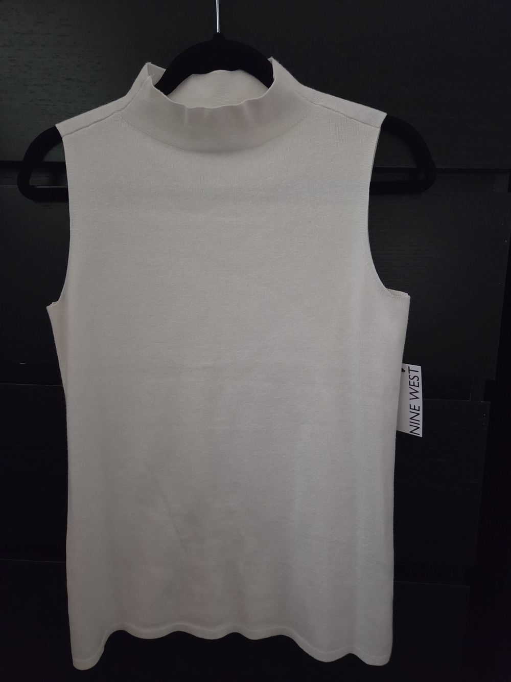 Nine West Cream Sleeveless Mock-Neck Tank